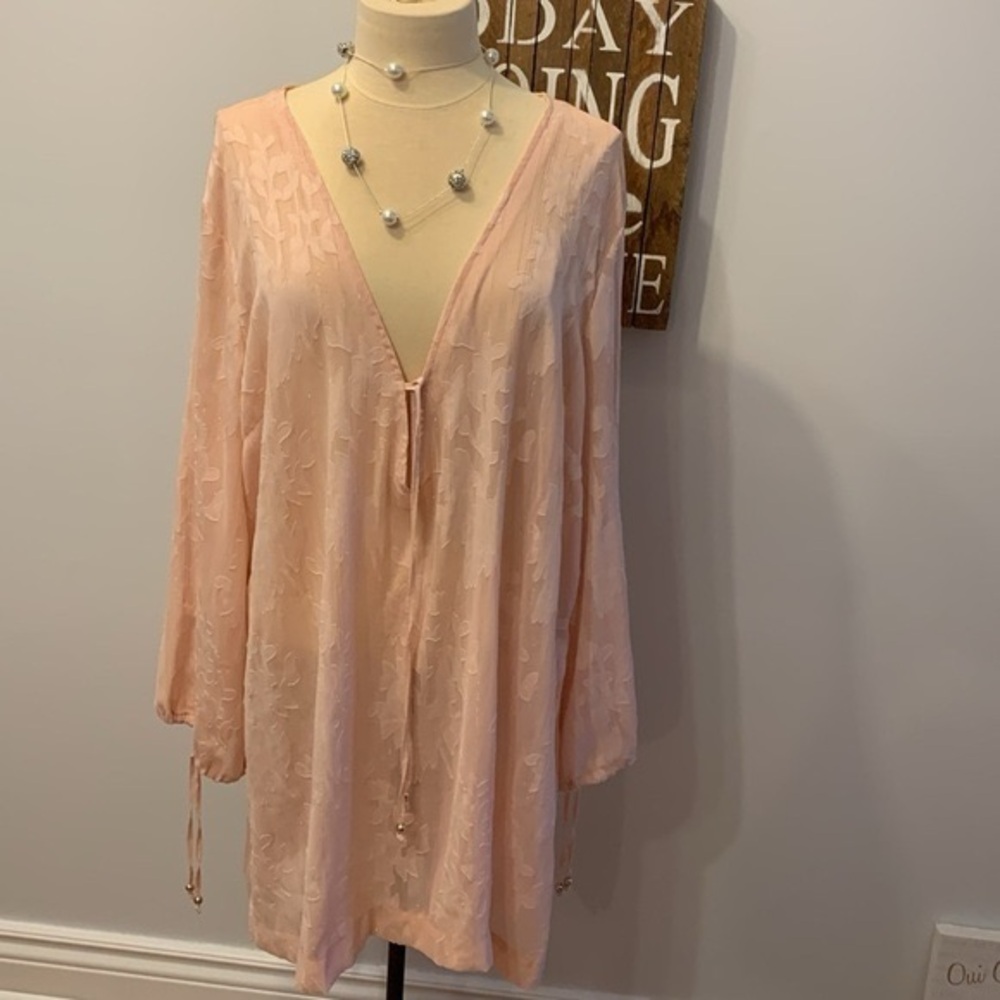 Joe Fresh Roxy Earle Peach Sparkle Long Sleeve Blouse